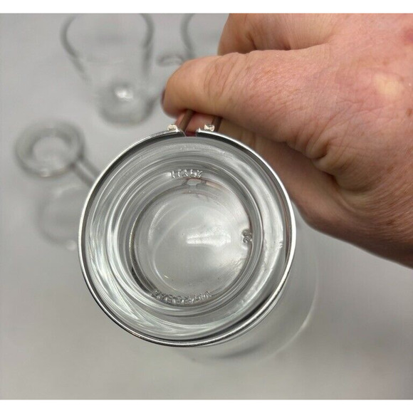 6 Vintage BORMIOLI VITROSAX ITALY Cappuccino Glass Mugs with Stainless Handles - Picture 5 of 6